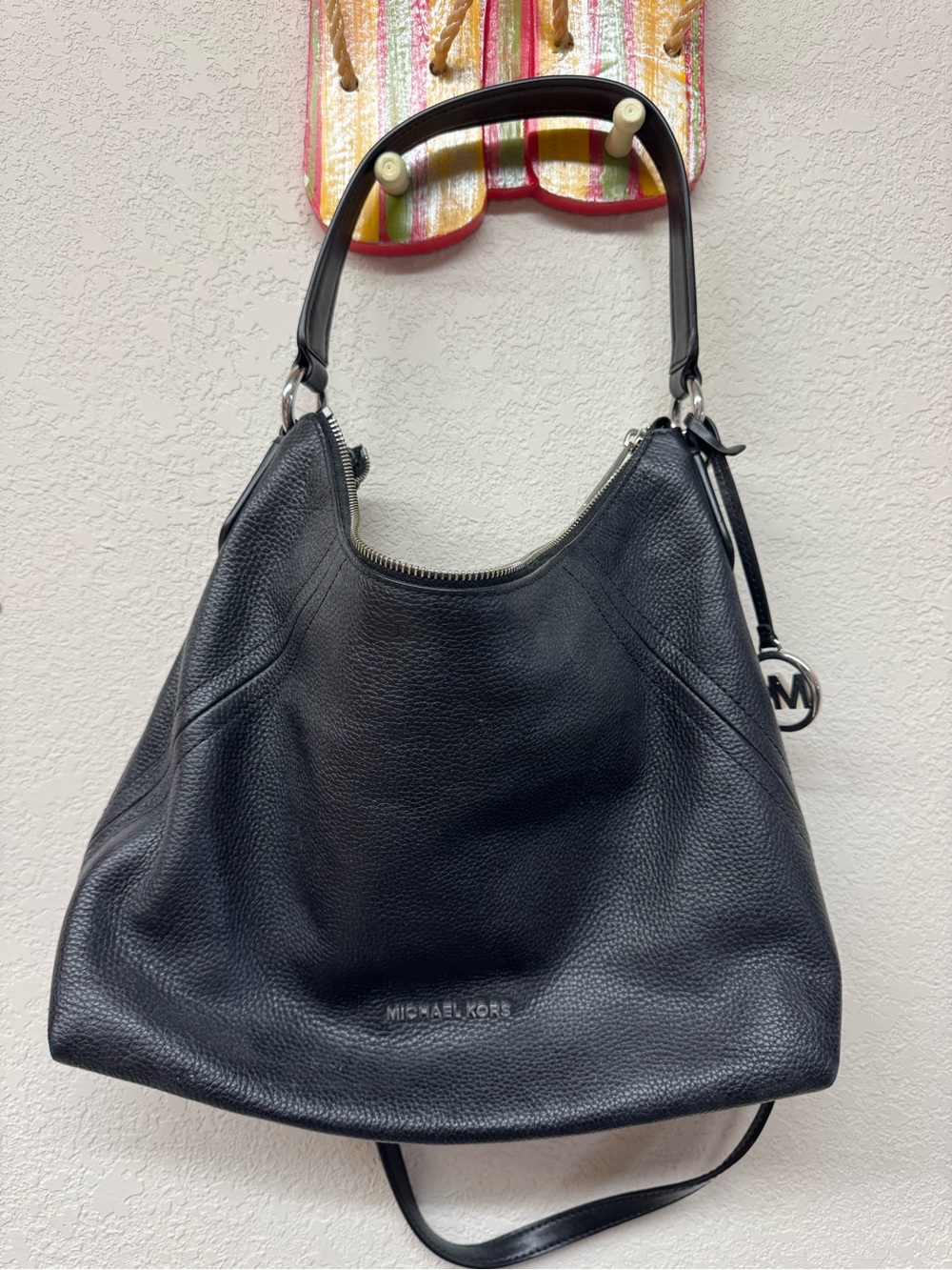Michael Kors Black Pebbled Leather Shoulder Hobo
